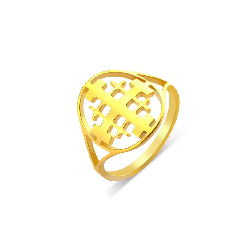 Fashion Gold Stainless Steel Hollow Ring