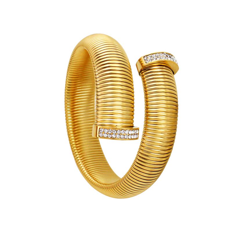 Fashion Cross Bracelet 16mm Gold Stainless Steel Diamond Thread Bracelet