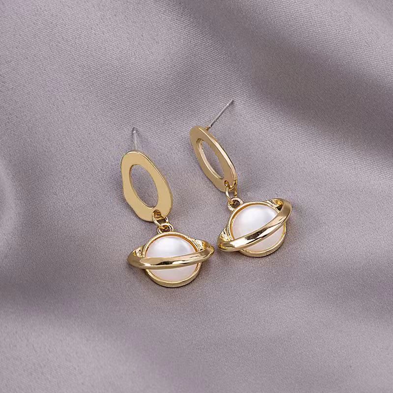 Fashion Gold Alloy Geometric Planet Earrings
