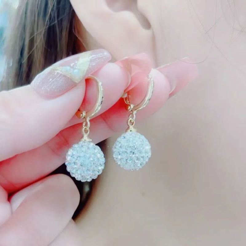 Fashion Main Picture-white Alloy Geometric Diamond Ball Earrings