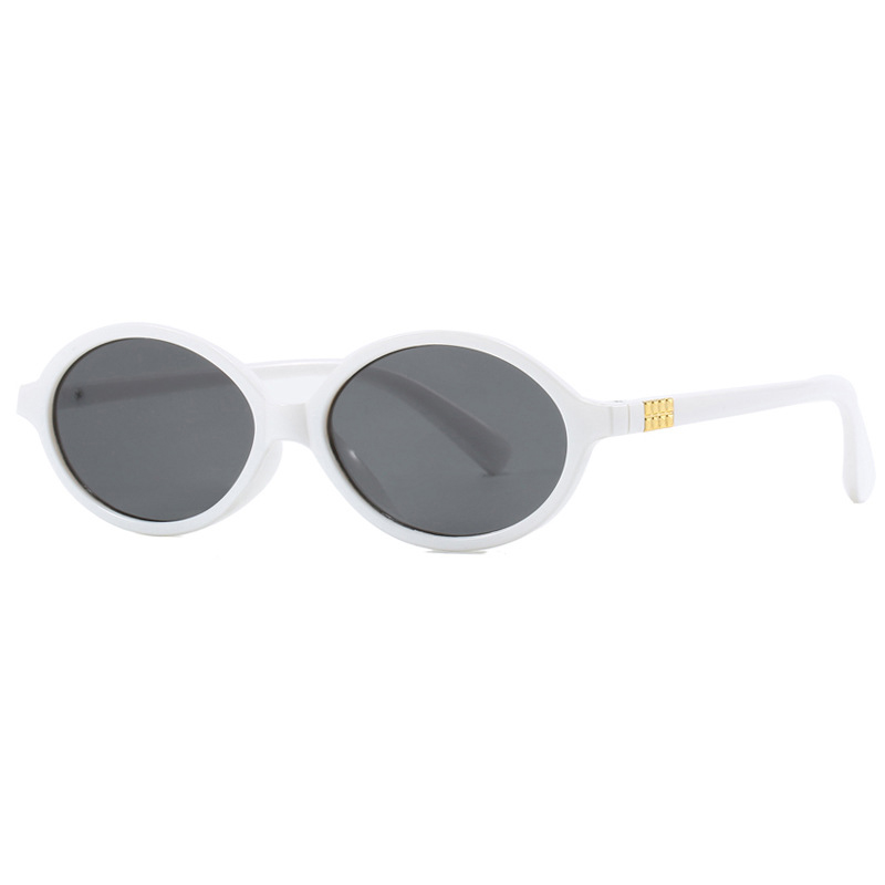 Fashion Solid White Gray Flakes Ac Oval Small Frame Plain Mirror