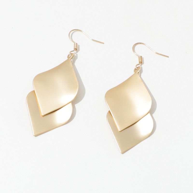 Fashion Gold Metal Frosted Geometric Earrings