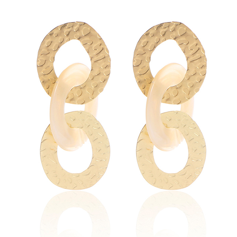 Fashion Gold Acetate Textured Earrings