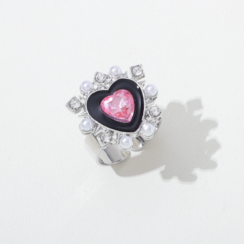 Fashion Silver Metal Diamond Love Ring