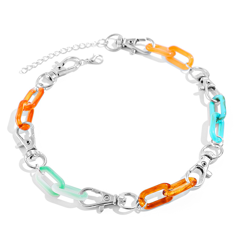 Fashion Multicolor Metal Color Chain Necklace