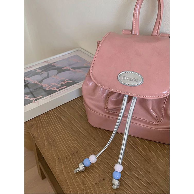 Fashion Pink With Silver Pu Large Capacity Backpack