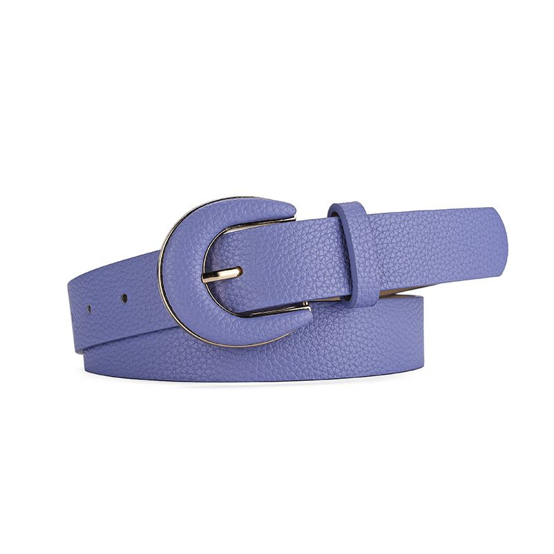 Fashion Purple Alloy Covered Buckle Pebbled Wide Belt