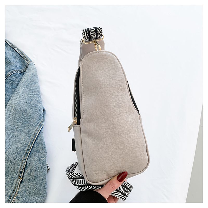 Fashion Grey Pu Large Capacity Crossbody Chest Bag
