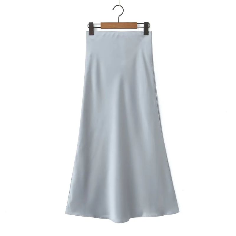 Fashion High Grade Gray Glossy Micro-pleated Skirt