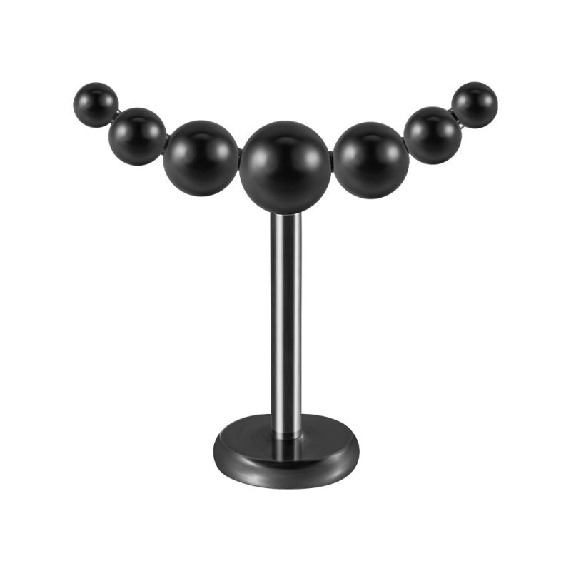 Fashion Seven Black Balls (minimum Order Of 2) Stainless Steel Ball Arc-shaped Piercing Lip Nail (minimum Batch Of 2)