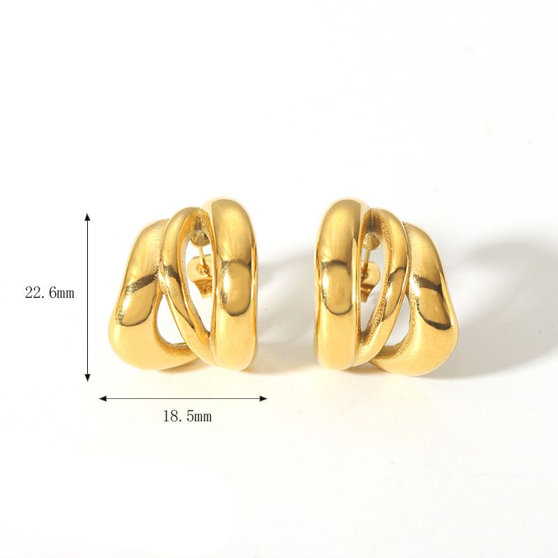 Fashion 1# Stainless Steel Gold-plated Geometric Earrings