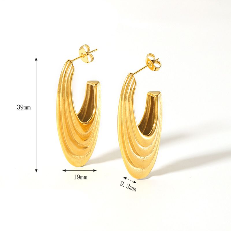 Fashion 3# Stainless Steel Gold-plated Geometric Earrings