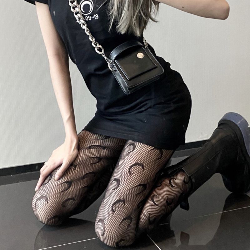 Fashion Moon-black Corespun Jacquard Stockings