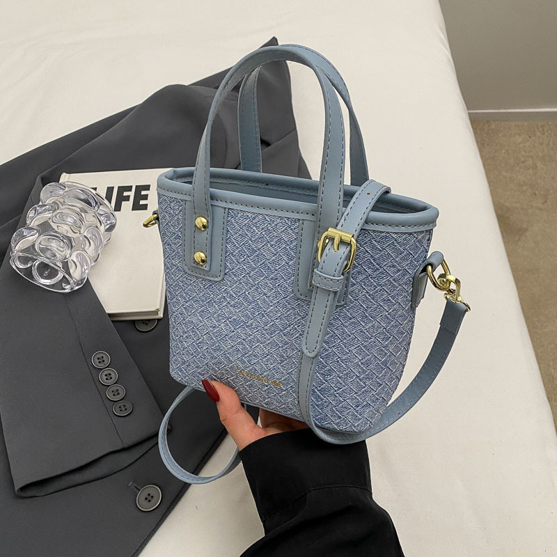 Fashion Blue Without Pendants Pu Diamond Large Capacity Crossbody Bag