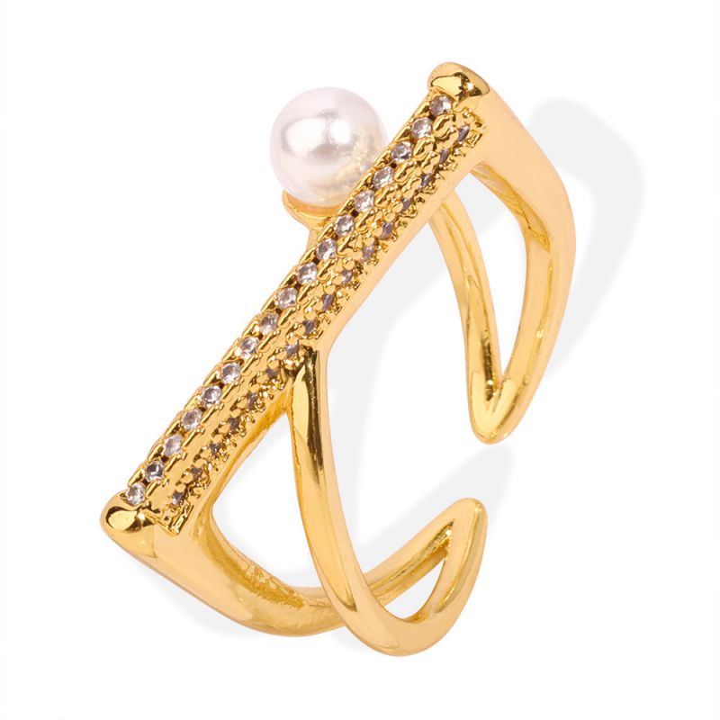 Fashion Gold Gold Plated Copper Geometric Open Ring