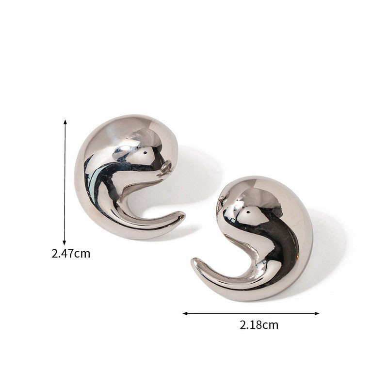 Fashion Silver Titanium Steel Geometric Shaped Earrings