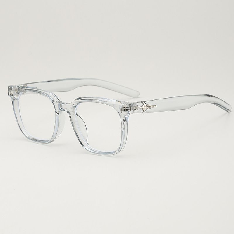 Fashion Transparent Blue Frame White Film Pc Large Frame Sunglasses