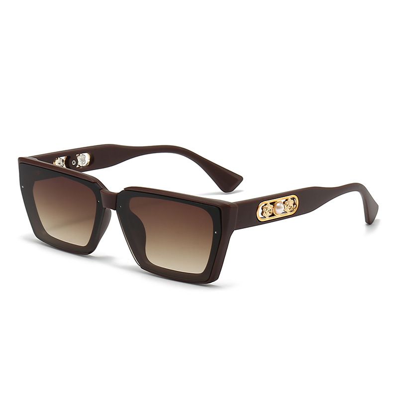 Fashion Sand Deep Coffee Frame Gradually Tea Slices Pc Cat Eye Square Sunglasses