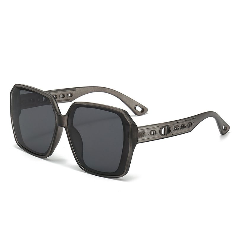 Fashion Sand Gray Frame Full Gray Piece Pc Square Large Frame Sunglasses