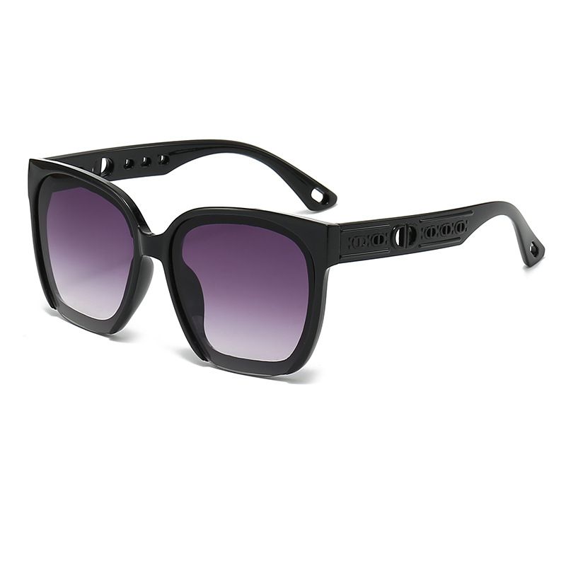 Fashion Bright Black Frame Gradually Gray Film Pc Large Frame Sunglasses
