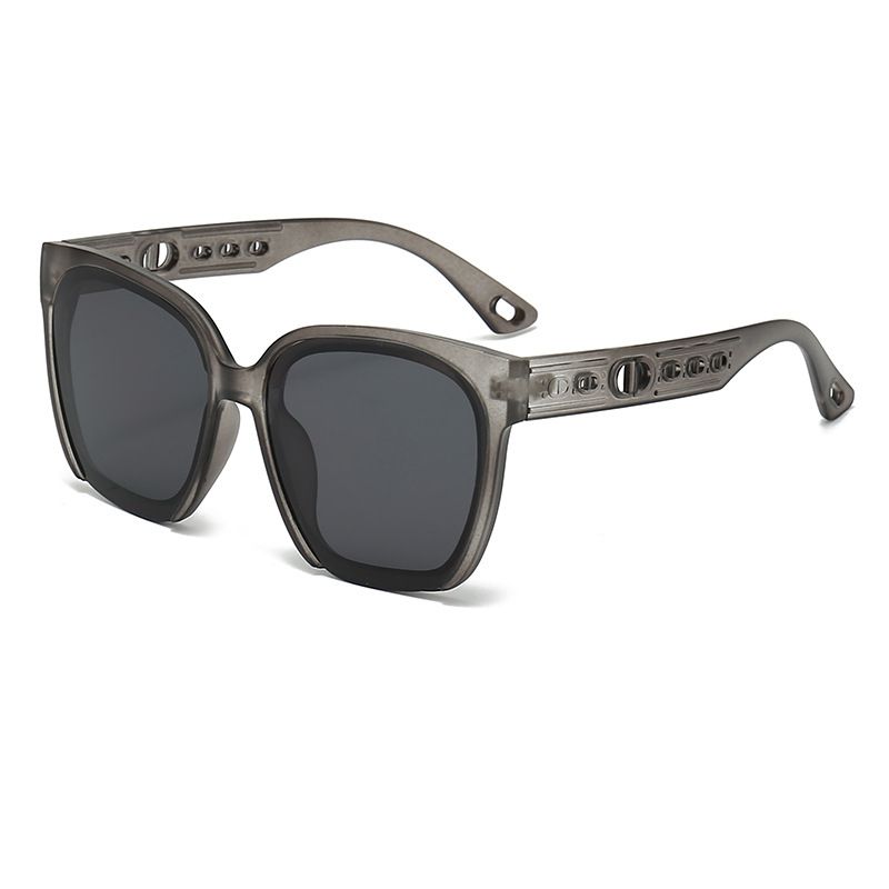 Fashion Sand Gray Frame Full Gray Piece Pc Large Frame Sunglasses