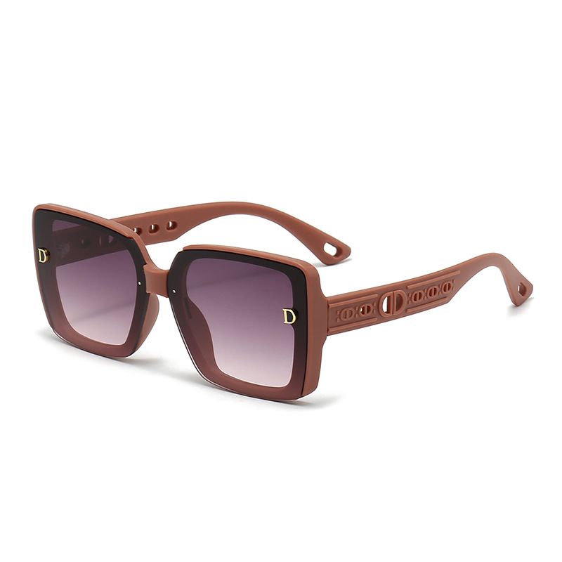 Fashion Sand Solid Pink Frame Gradually Reddish Gray Piece Pc Square Large Frame Sunglasses