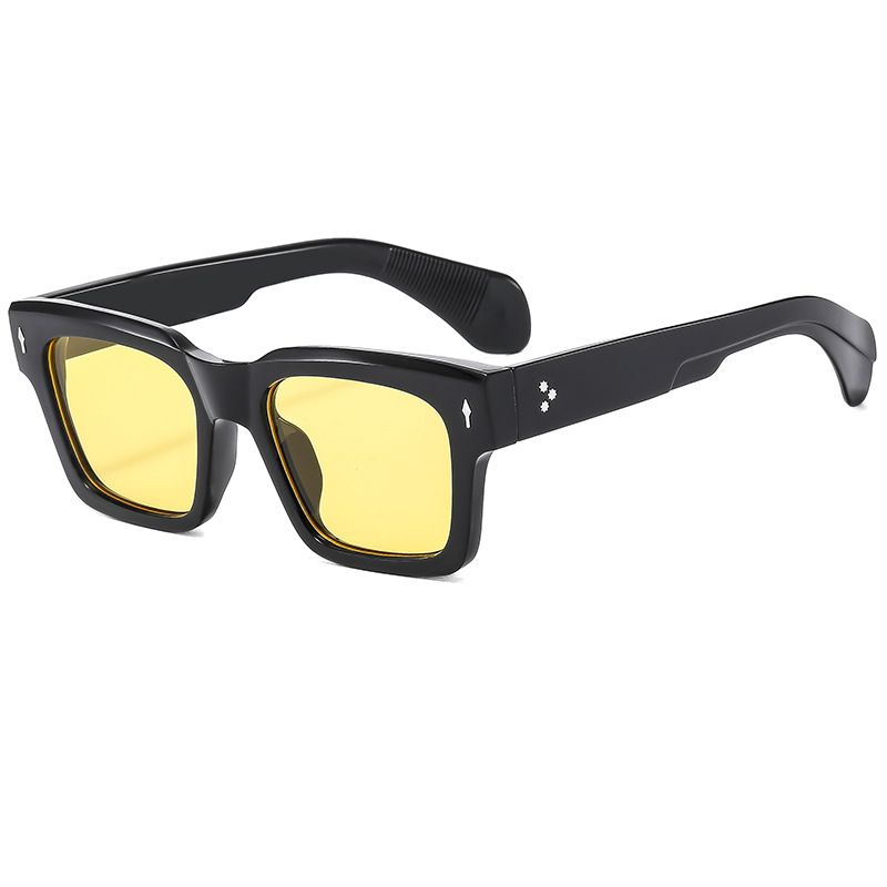 Fashion Bright Black And Yellow Film Pc Square Sunglasses