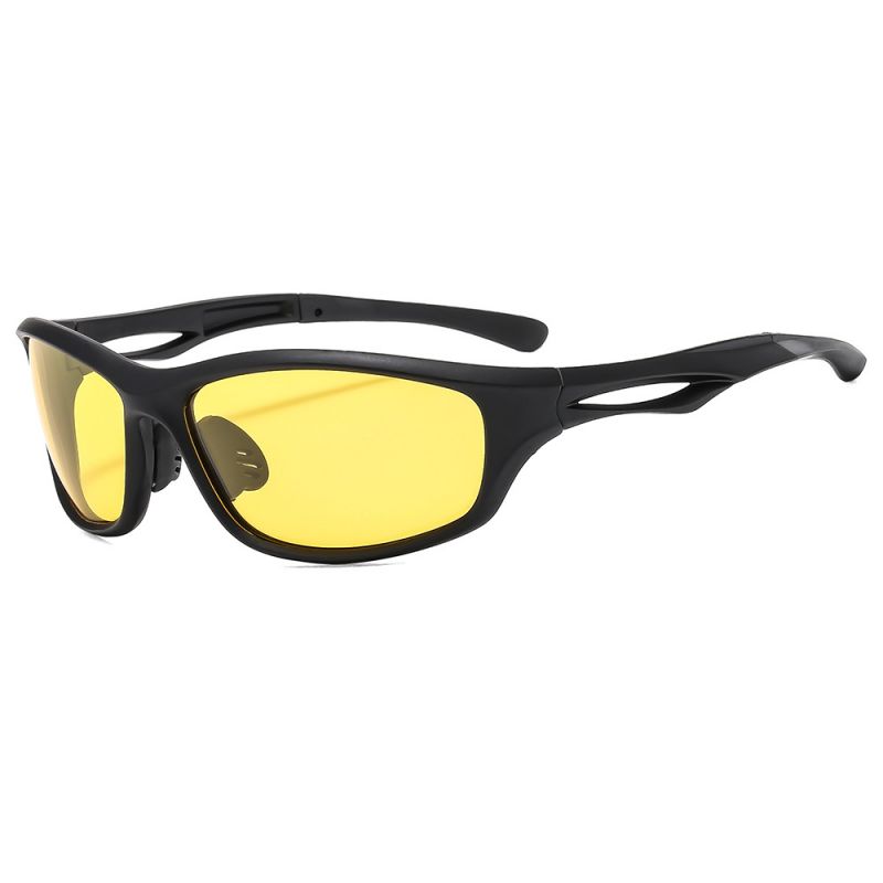 Fashion Sand Black Frame Yellow Film Pc Geometric Hollow Sunglasses