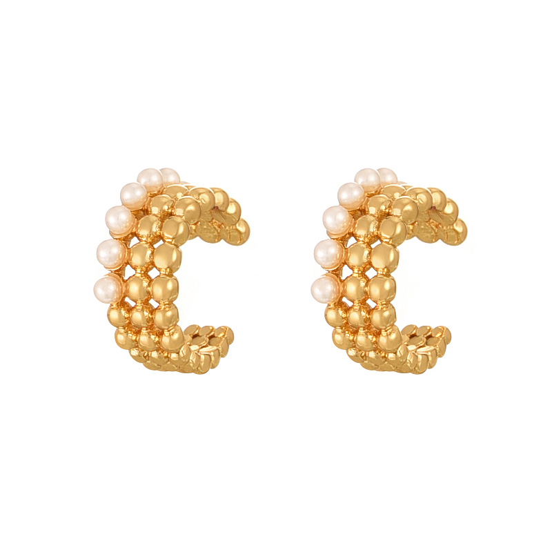 Fashion Gold Copper Pearl C-shaped Ear Cuff