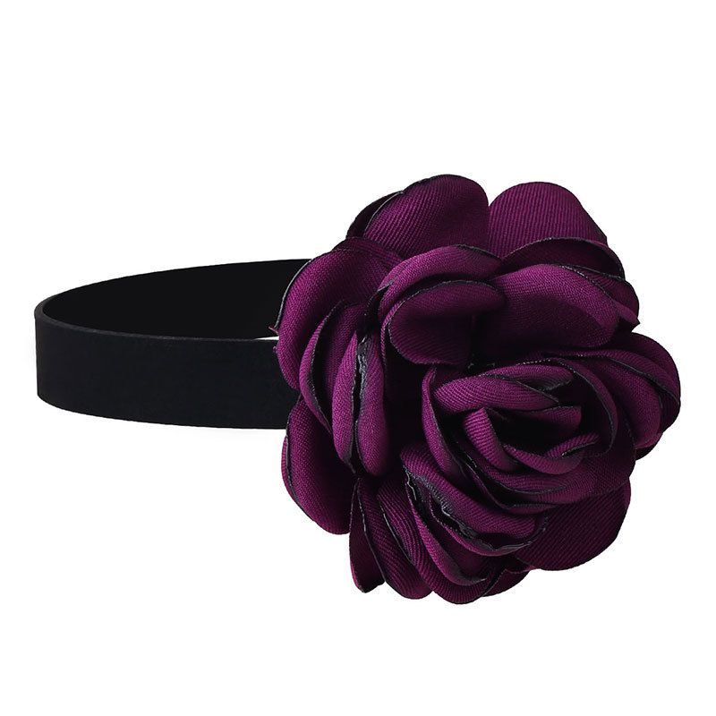 Fashion Purple Fabric Simulated Flower Necklace
