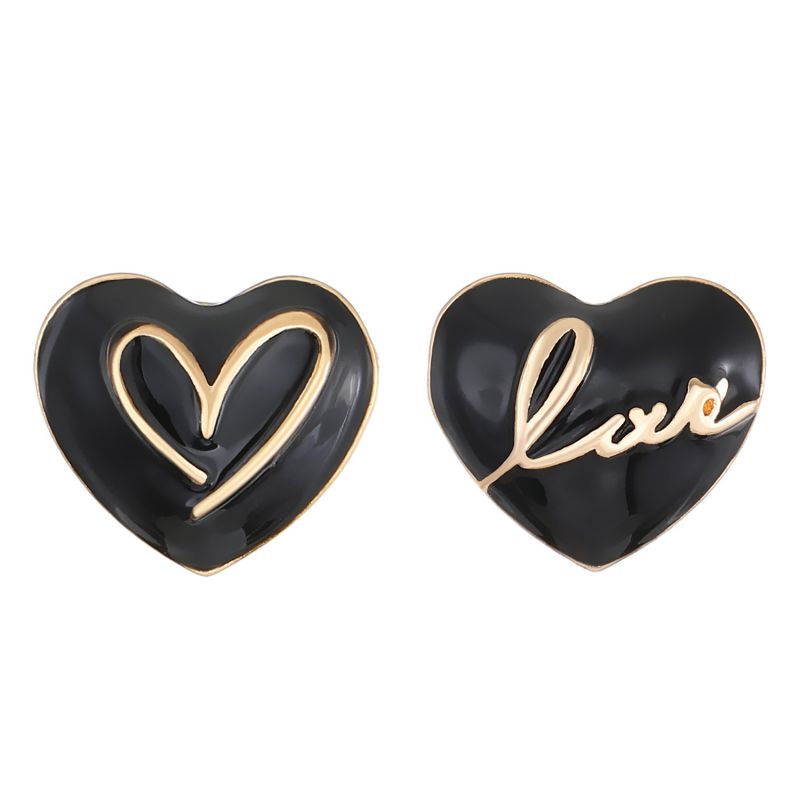 Fashion Kc Gold Black Alloy Dripping Love Earrings