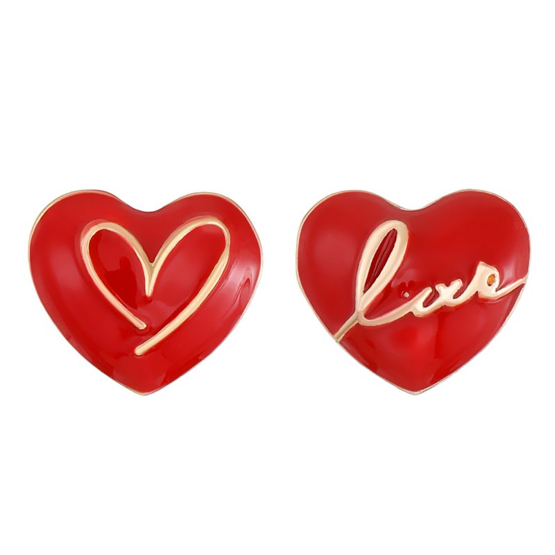 Fashion Kc Gold Red Alloy Dripping Love Earrings