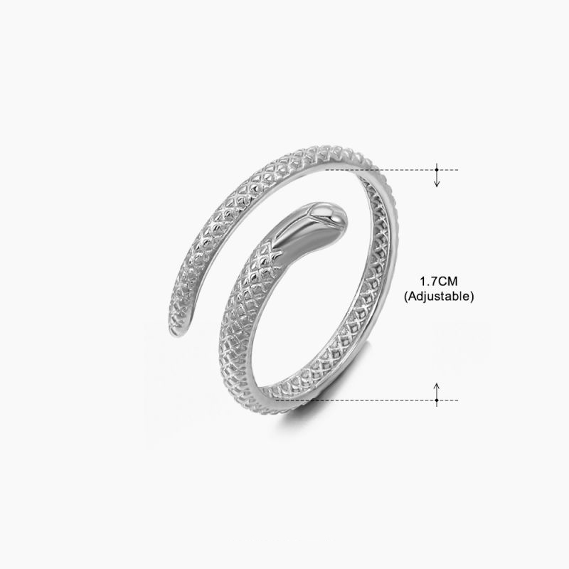 Fashion Steel Color Ring 5 Stainless Steel Snake Open Ring