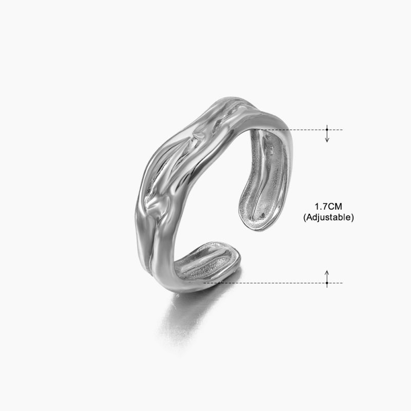 Fashion Steel Color Ring 4 Stainless Steel Geometric Irregular Open Ring