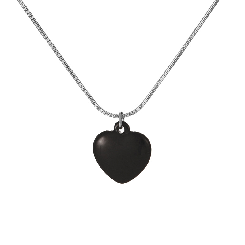 Fashion Black Titanium Steel Love Pendant Necklace