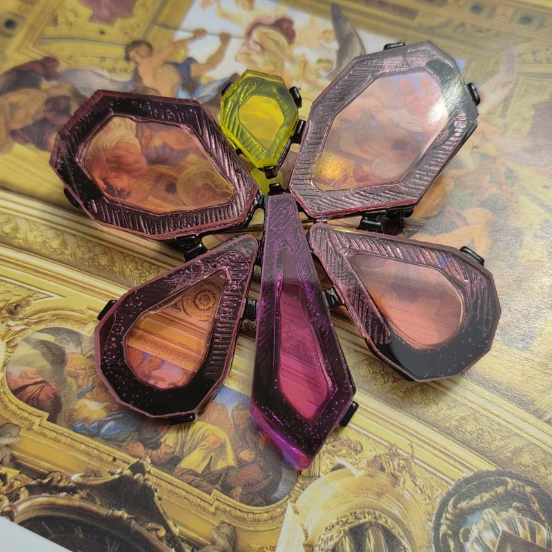 Fashion Pink Metal Geometric Butterfly Brooch
