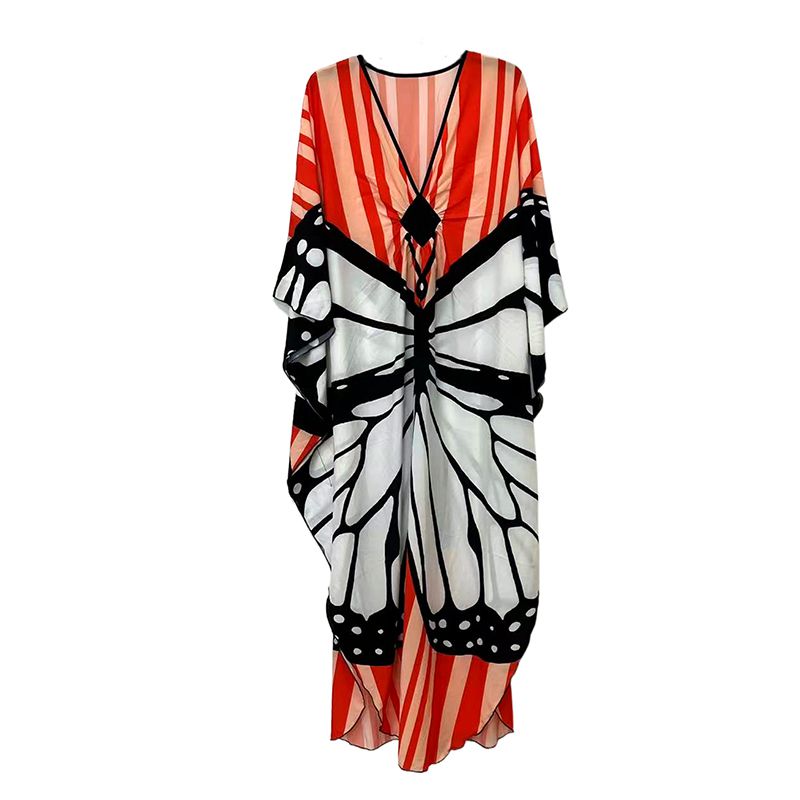Fashion 19# Polyester Printed V-neck Long Skirt Beach Skirt