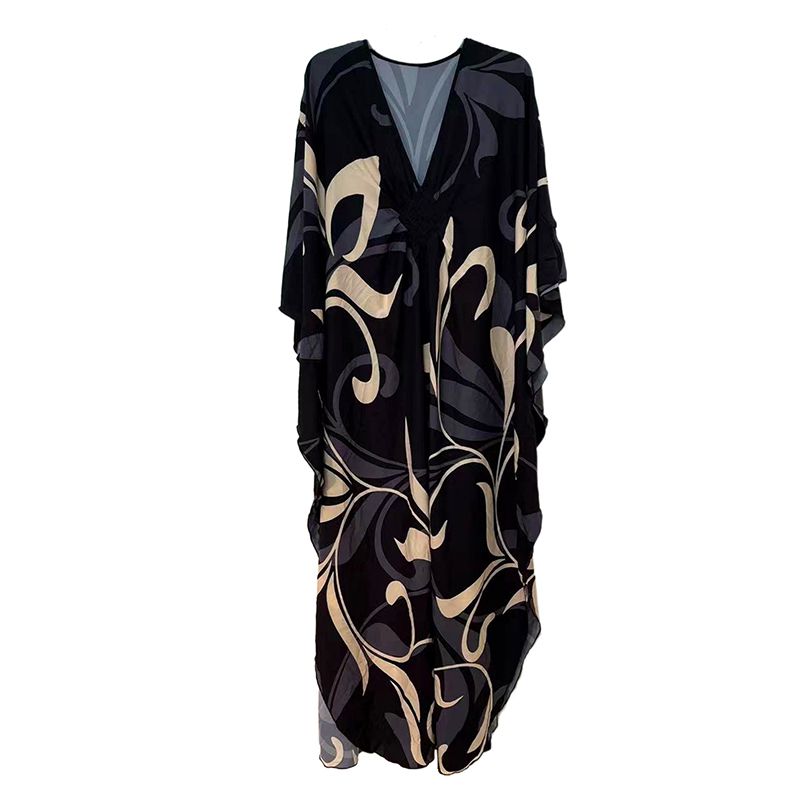 Fashion 36# Polyester Printed V-neck Long Skirt Beach Skirt