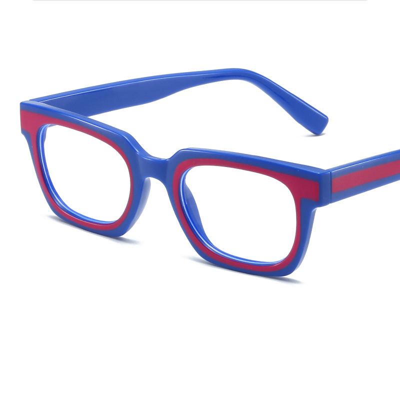 Fashion Solid Blue Frame And Plum Red Pc Square Large Frame Sunglasses
