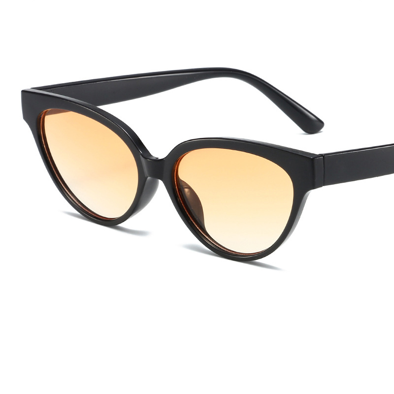 Fashion Bright Black Framed Orange Slices Cat Eye Small Frame Sunglasses