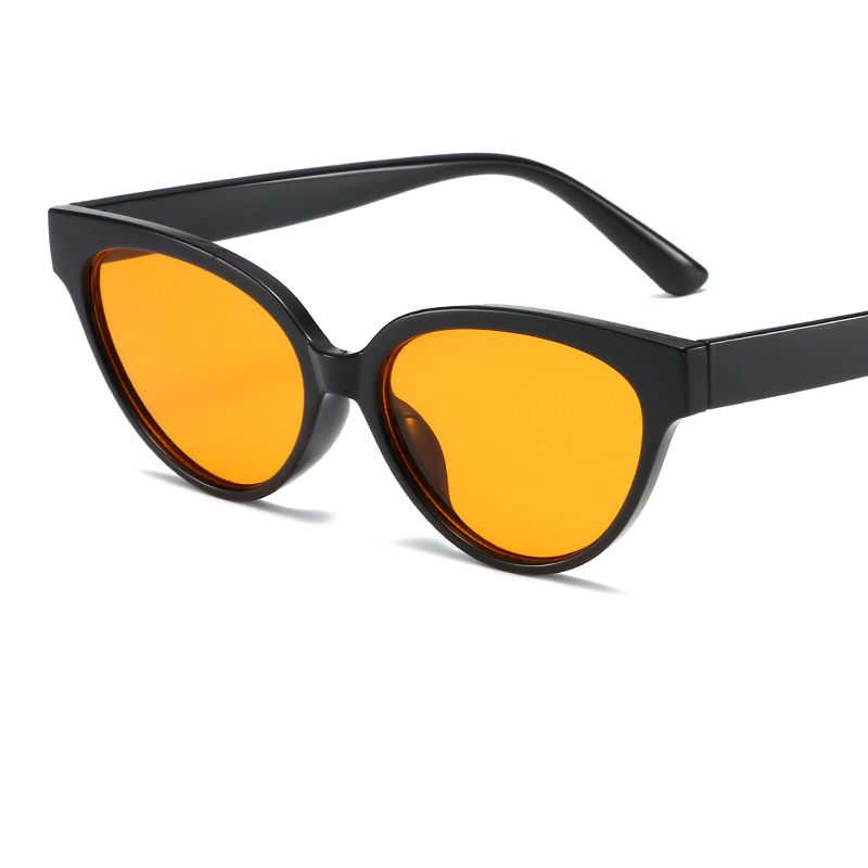Fashion Bright Black Framed Orange Slices Cat Eye Small Frame Sunglasses
