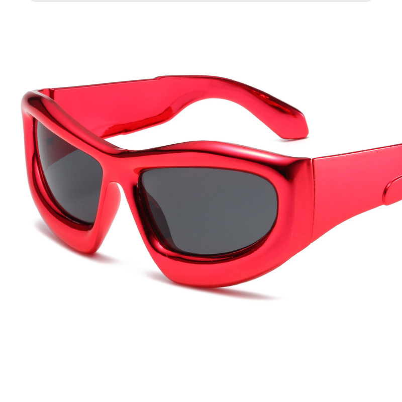 Fashion Red Frame Gray Film Pc Special-shaped Large Frame Sunglasses