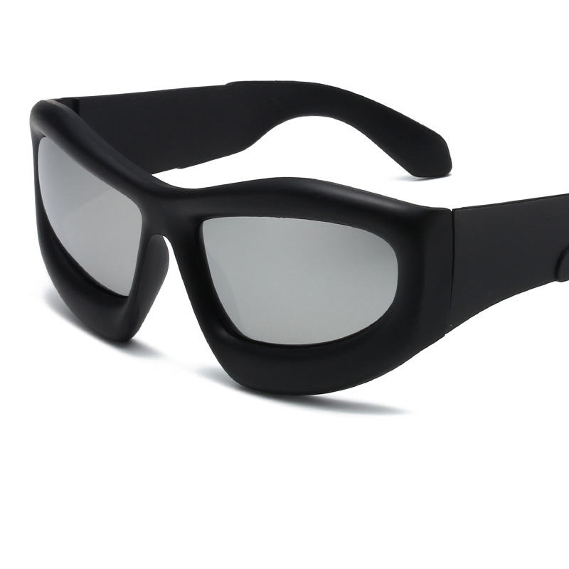 Fashion Sand Black Frame White Mercury Pc Special-shaped Large Frame Sunglasses