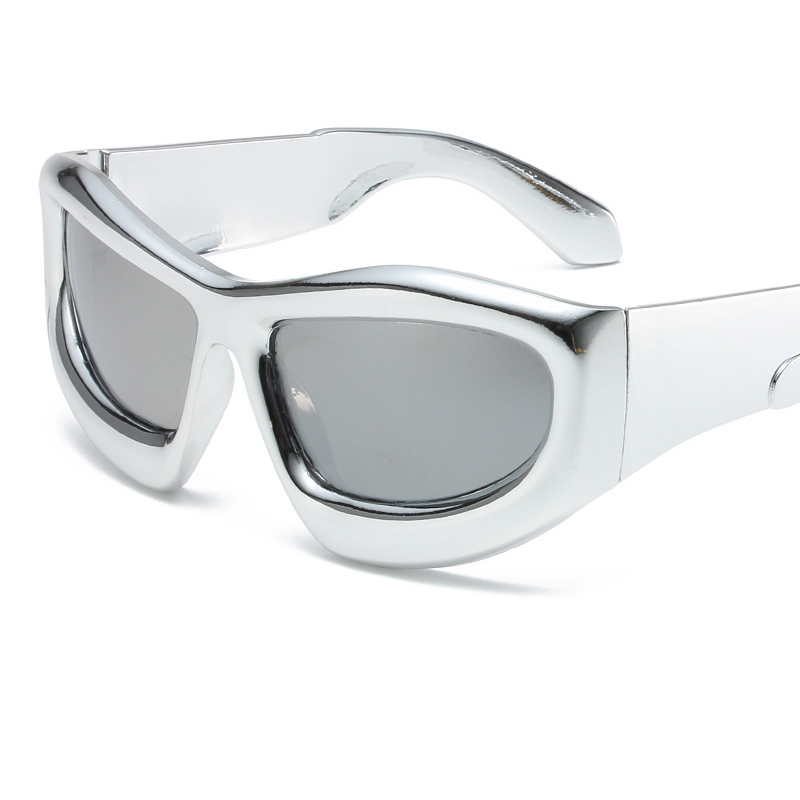 Fashion Silver Frame White Mercury Pc Special-shaped Large Frame Sunglasses