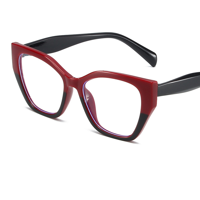 Fashion Red Above And Black Below Pc Cat Eye Large Frame Flat Mirror