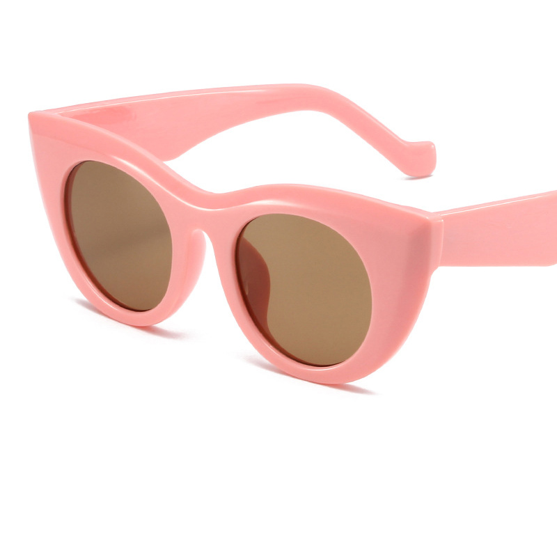 Fashion Pink Frame Tea Slices Pc Cat Eye Large Frame Sunglasses