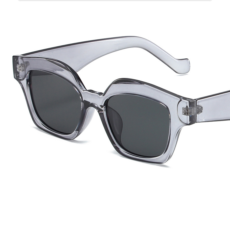 Fashion Translucent Gray Frame Gray Film Pc Irregular Large Frame Sunglasses