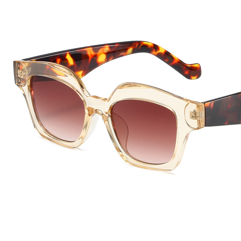 Fashion Champagne Frame With Tea Slices Pc Irregular Large Frame Sunglasses