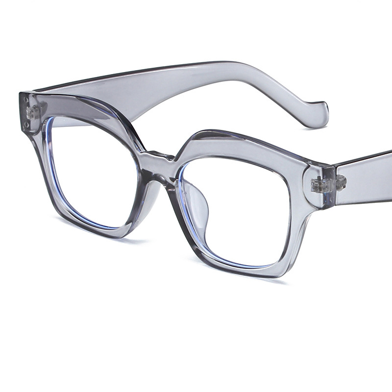 Fashion Transparent Gray Frame Blu-ray Film Pc Irregular Large Frame Sunglasses