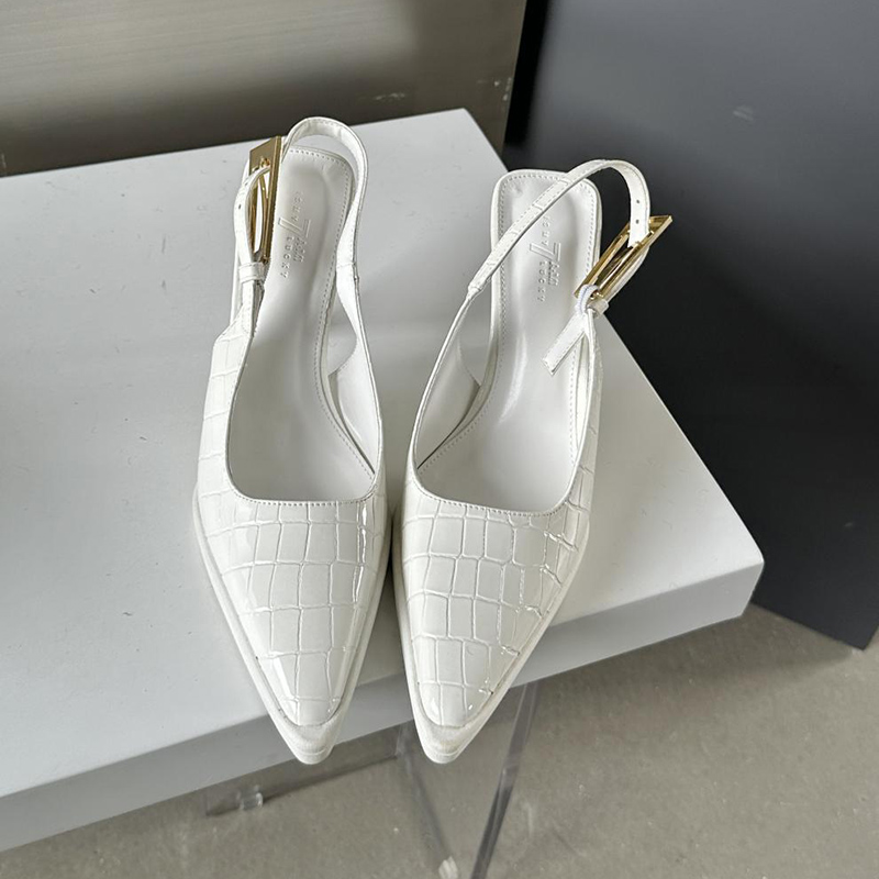 Fashion White Pointed Toe Stiletto Textured High Heels